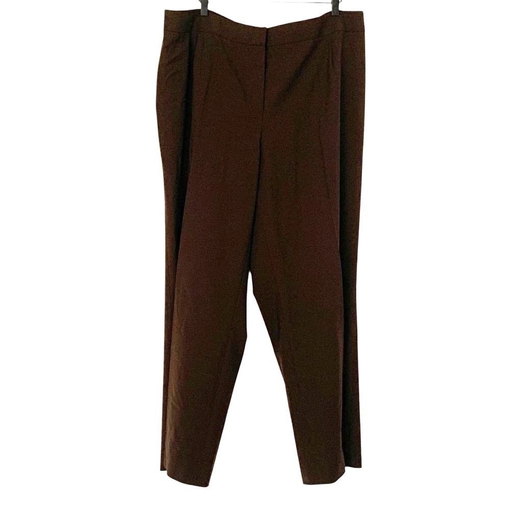 Lafayette 148 New York Dark Brown 18W Career Quiet Luxury Wool Blend Pants